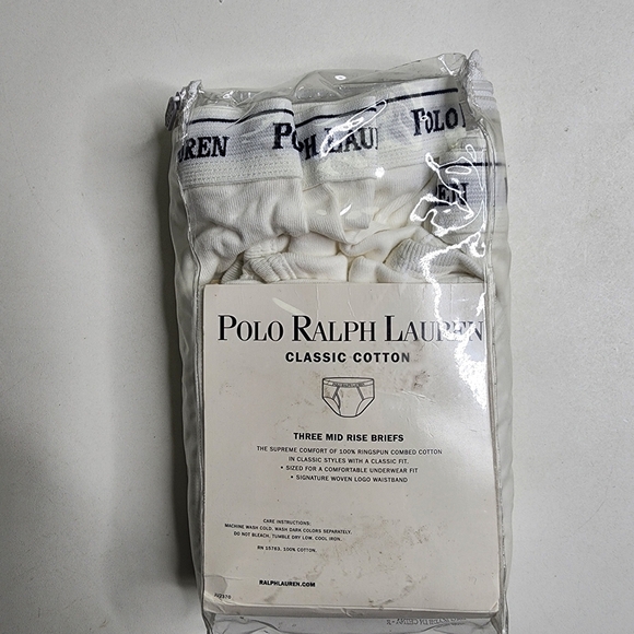 Polo Ralph‎ Lauren 90s Classic Rid Rise Briefs Underwear 3 Pack White Size 40 - Picture 2 of 4